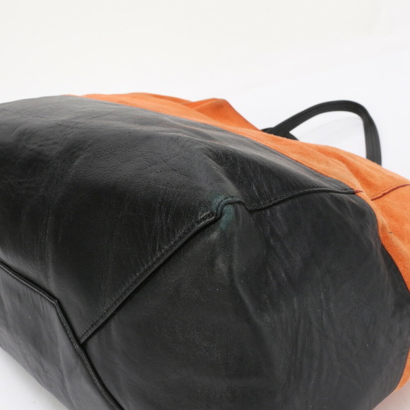 Celine Horizontal Hippo Black Orange Leather Tote Bag - Picture 11 of 14